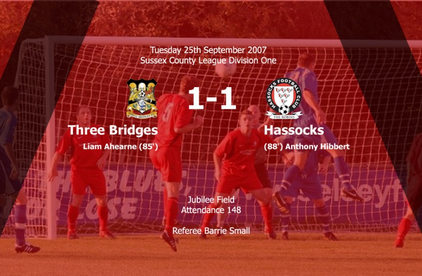 Hassocks picked up an excellent point from a 1-1 draw away at one of the title favourites Three Bridges