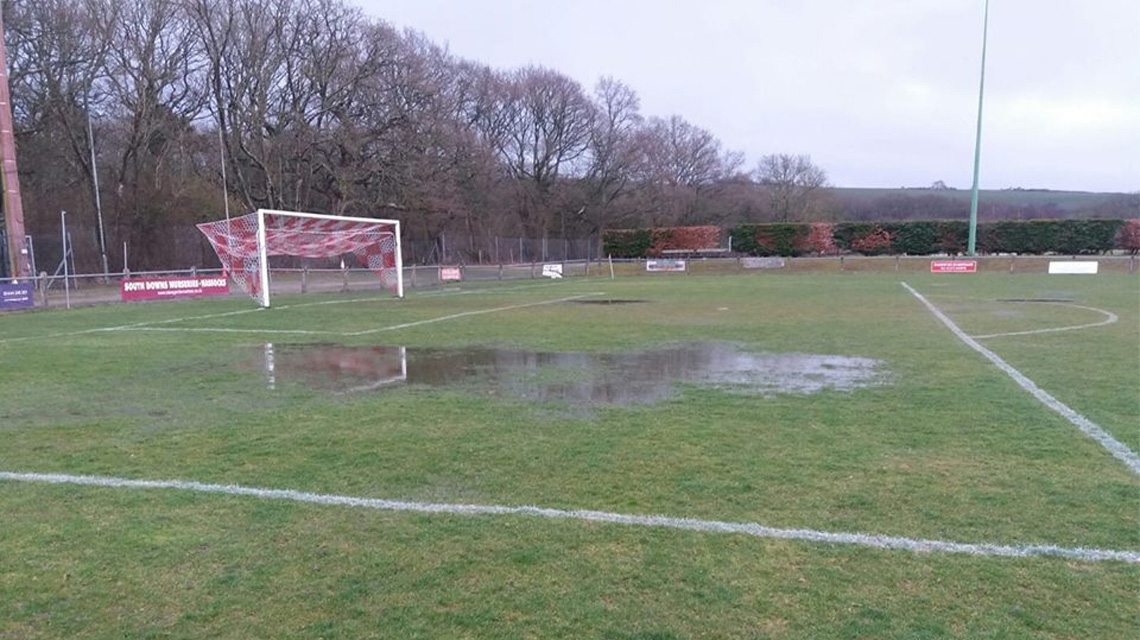 Hassocks v Horsham YMCA falls to waterlogged pitch