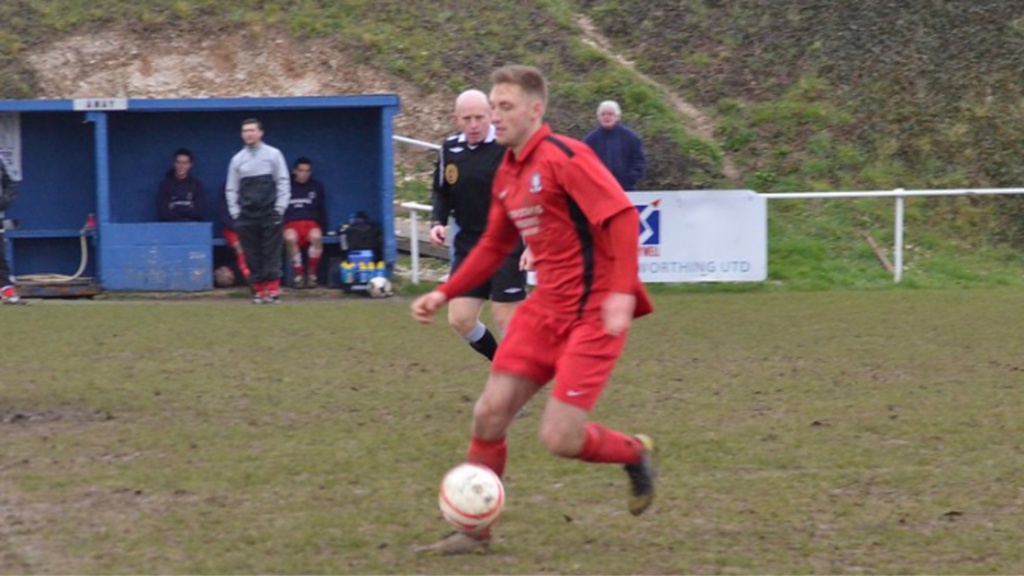 Anthony Hibbert playing for Hassocks away at Worthing United in the 2012-13 season