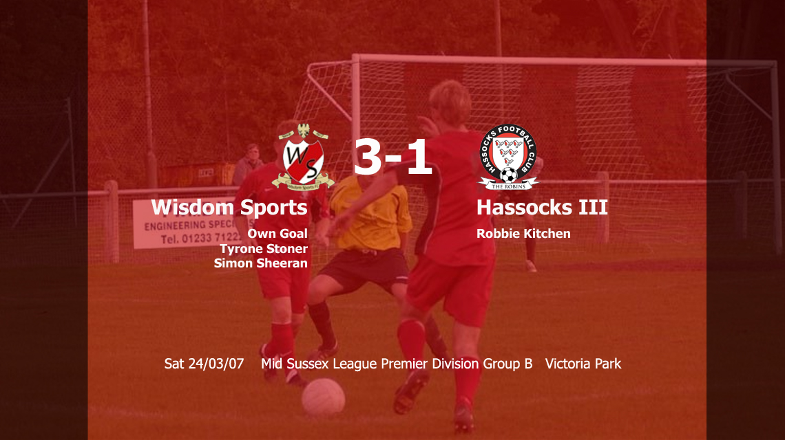 Hassocks III's suffered a 3-1 defeat away at Wisdom Sports