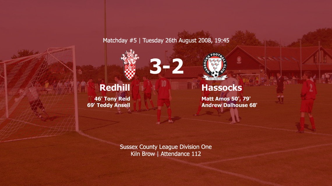 Hassocks come close to taking an impressive point away at Redhill before falling to a late 3-2 defeat