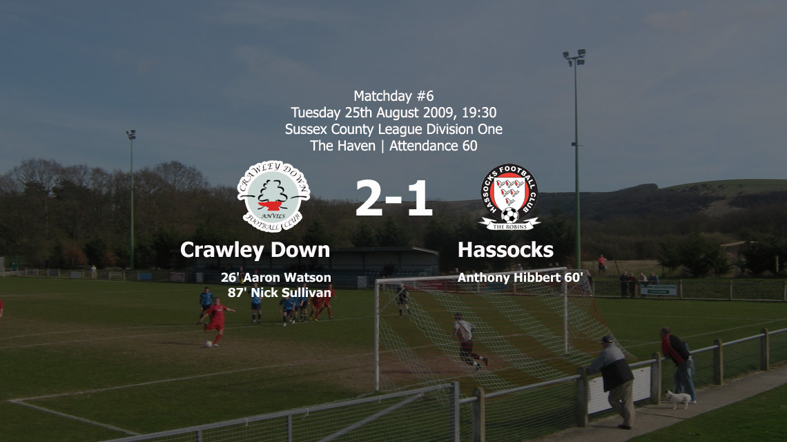 Report: Crawley Down 2-1 Hassocks, 25/08/09