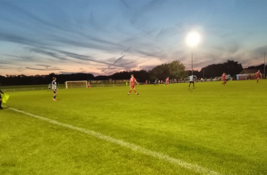 The sun sets over the Beacon, home of Hassocks Football Club