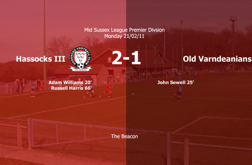 Hassocks IIIs secured an excellent 2-1 home win over Old Varndeanians in the Mid Sussex League Premier Division