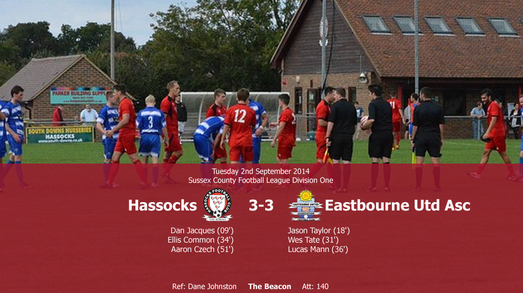 Report: Hassocks 3-3 Eastbourne United Association, 02/09/14