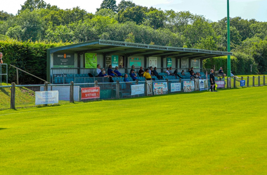 The Maurice Boxall Stand at the Beacon, home of Hassocks Football Club