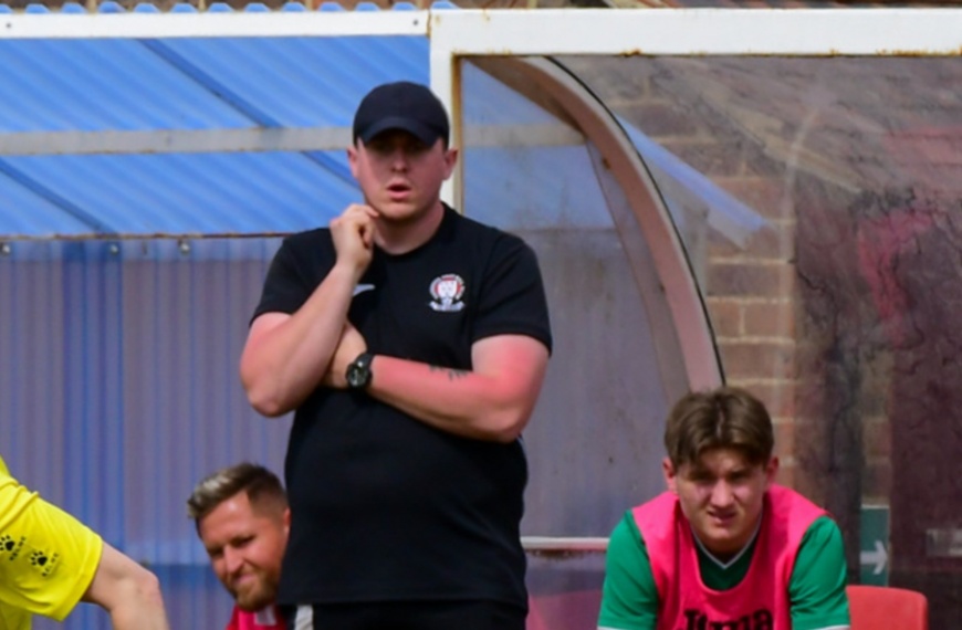 Hassocks head coach Brad Sweetman during the Southern Combination League Premier Division game against Crawley Down Gatwick