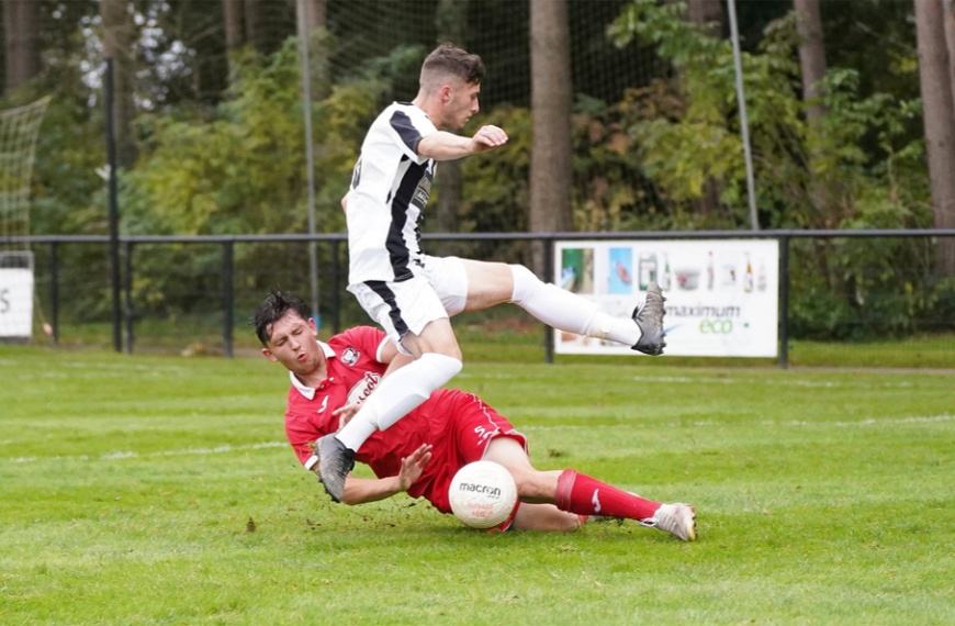 Arthur Rawlingson makes a tackle for Hassocks in their Southern Combination Premier Division game at Loxwood