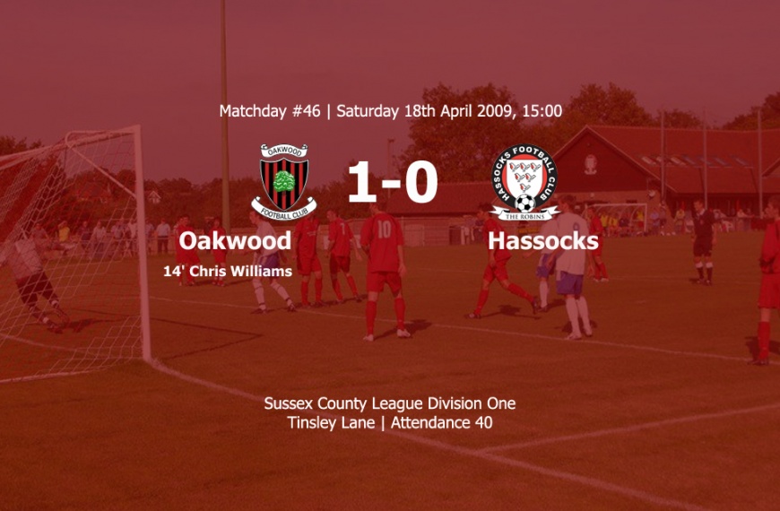 Oakwood boosted their Sussex County League Division One survival hopes with a 1-0 win over Hassocks at Tinsley Lane