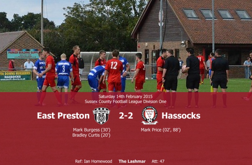 Hassocks picked up a useful point from a 2-2 draw away at reigning Sussex County League champions East Preston