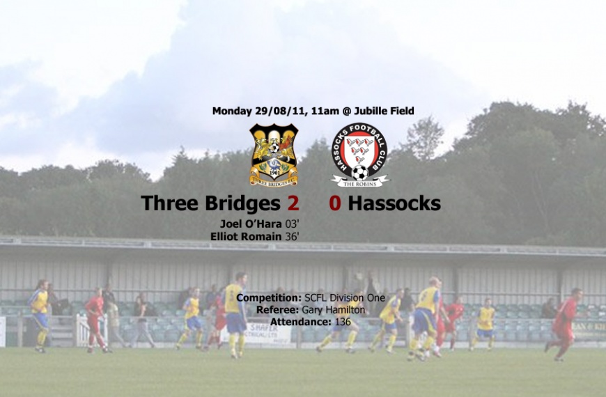 Hassocks suffered a 2-0 defeat away at Sussex County League title favourites Three Bridges