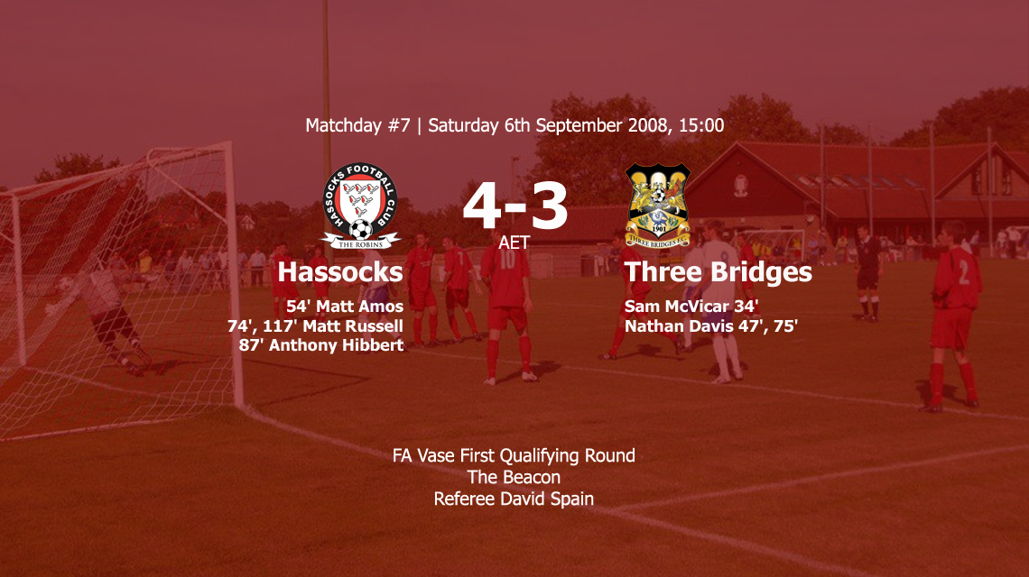 Report: Hassocks 4-3 Three Bridges, 06/09/08