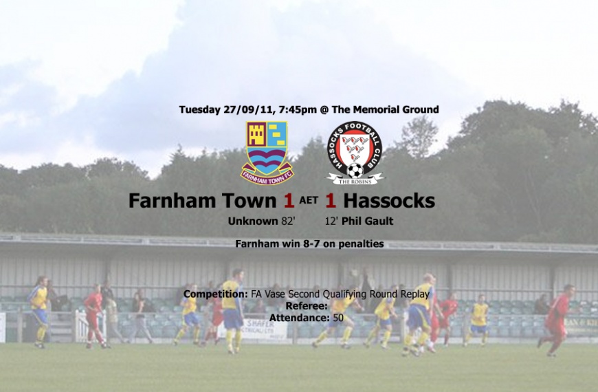 Hassocks exited the FA Vase following a penalty shoot out defeat away at Farnham Town