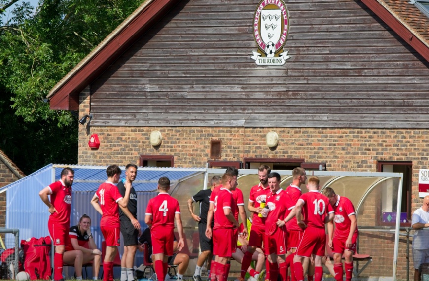 Hassocks players stood in front of the Beacon clubhouse