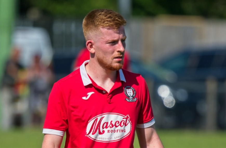 Hassocks forward Joe Bull in action against Epsom & Ewell in pre season