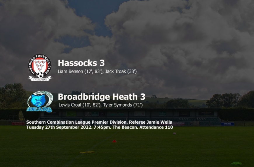 Hassocks and Broadbridge Heath shared a chaotic 3-3 draw in the Southern Combination League Premier Division