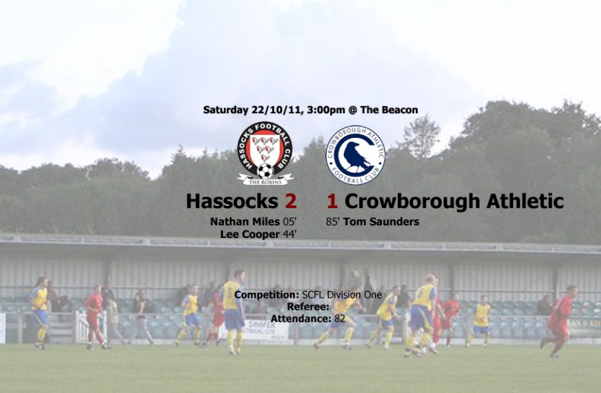 Hassocks defeated Crowborough Athletic 2-1 at the Beacon