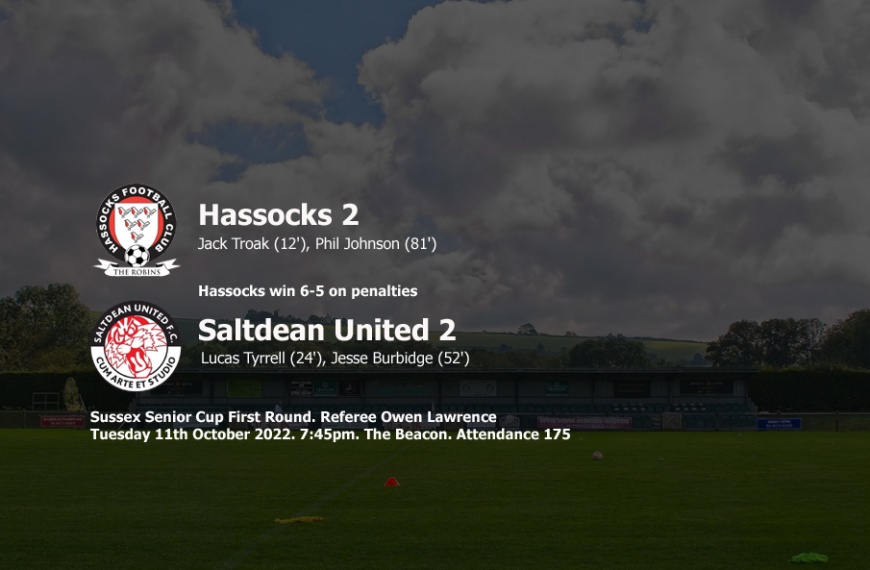 Hassocks won a penalty shoot out against Saltdean United to advance to the second round of the Sussex Senior Cup