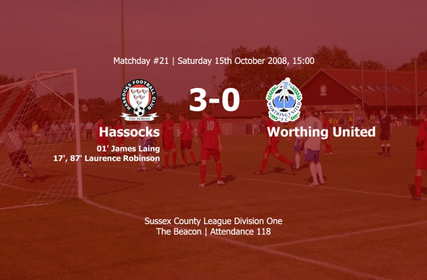 Hassocks ran out 3-0 winners in a relegation six pointer against Worthing United