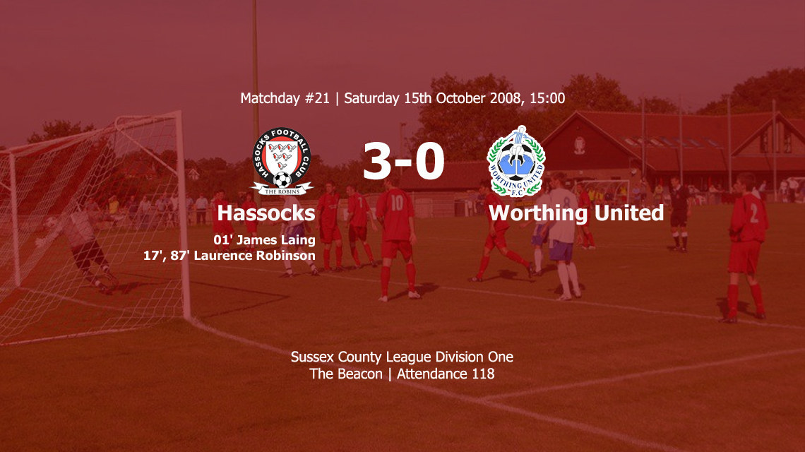 Report: Hassocks 3-0 Worthing United, 15/11/08