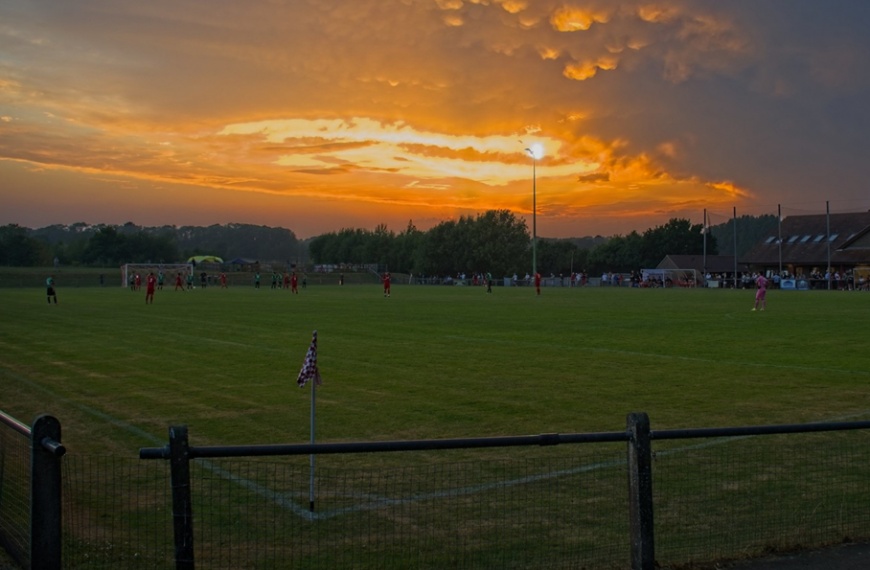 Sunset over the Beacon ground, home of Hassocks Football Club