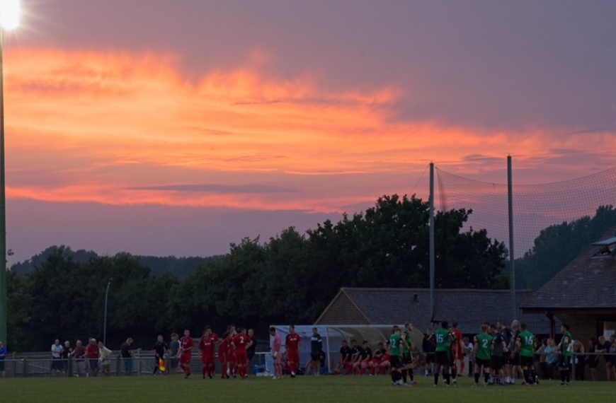 Sunset over the Beacon ground, home of Hassocks Football Club