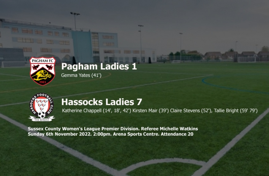 Hassocks Ladies picked up a big win in the rain at the Arena Sports Centre, Bogor Regis by beating Pagham 7-1