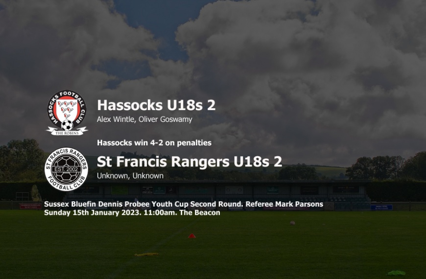 Hassocks progressed in the Sussex County Under 18s Cup thanks to a penalty shootout win over St Francis Rangers