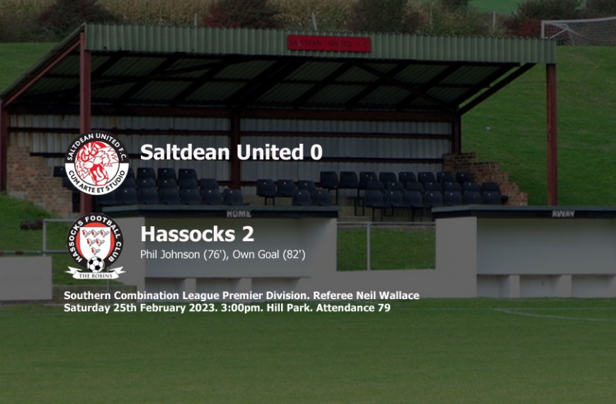 Hassocks ran out 2-0 winners at Saltdean United thanks to two goals in the final 15 minutes