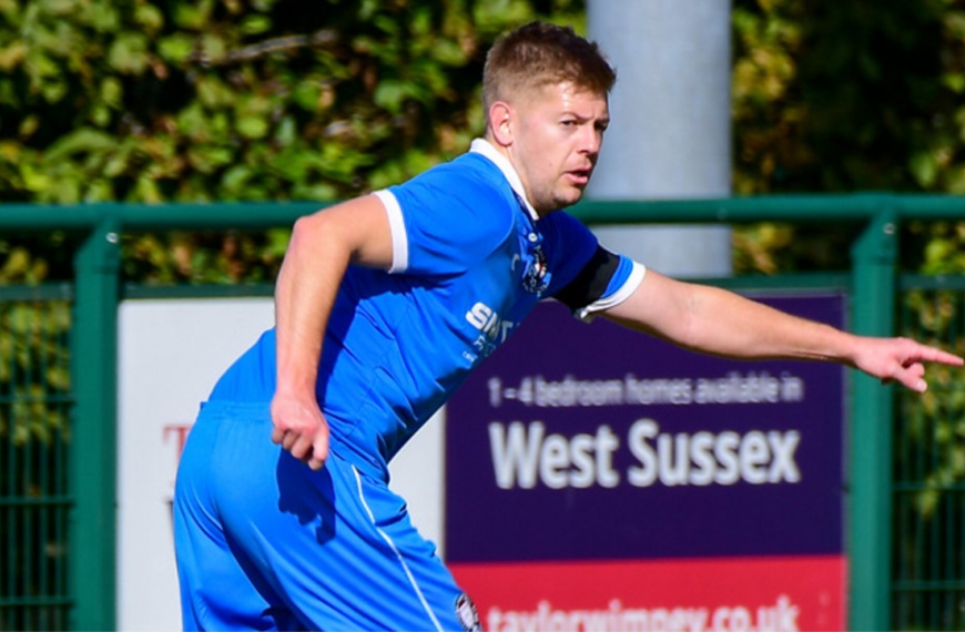 Phil Johnson in action for Hassocks against Crawley Down Gatwick in September 2022