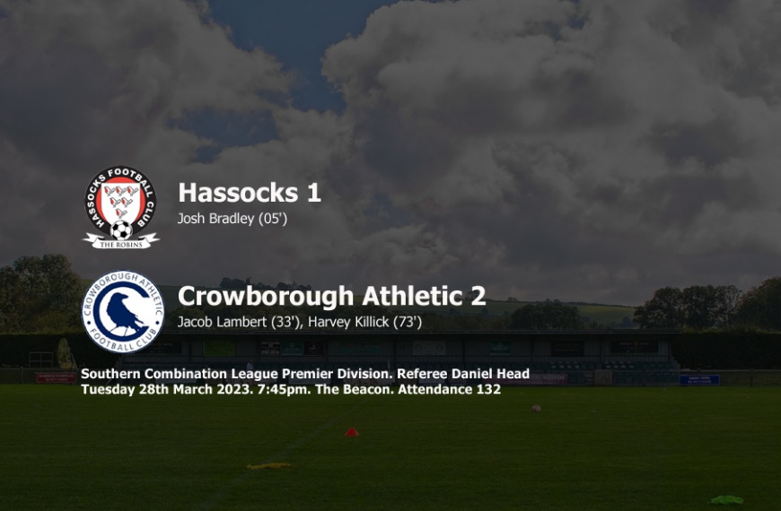 Hassocks were beaten 2-1 by Crowborough Athletic as their hopes of a top six finish took a blow