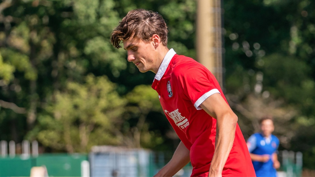 Jack Troak playing for Hassocks against Uxbridge in the FA Cup