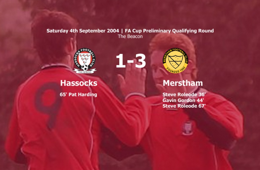 Hassocks exited the FA Cup at he preliminary round stage following a 3-1 defeat at home to Combined Counties side Merstham