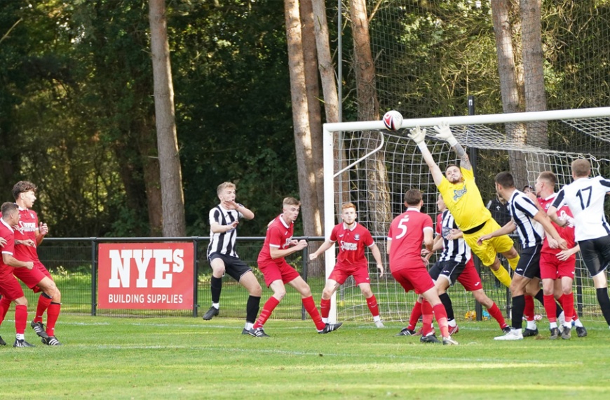 Hassocks defend a corner against Loxwood in October 2022