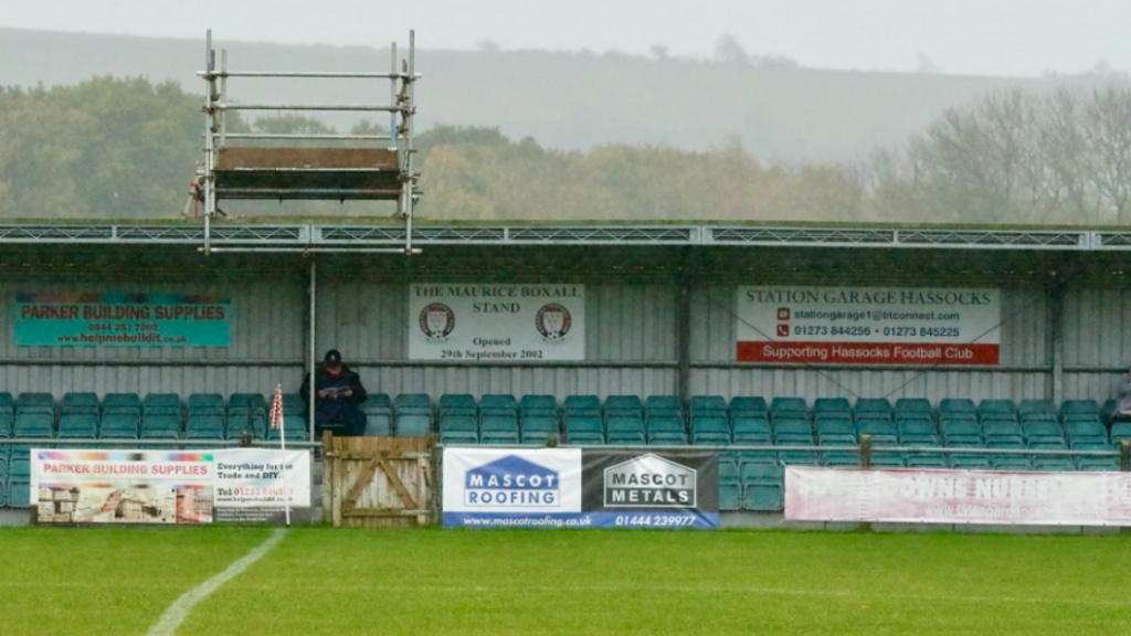 The Beacon, Hassocks in the rain before the Southern Combination League Premier Division game against Bexhill United