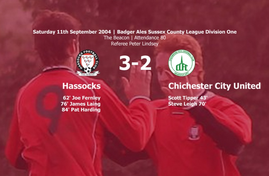 Hassocks came from behind twice to beat reigning Sussex County League champions Chichester City United 3-2