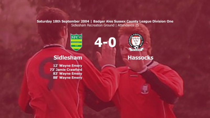 Report: Sidlesham 4-0 Hassocks, 18/09/04