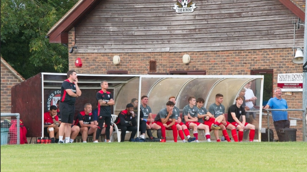 The Hassocks bench during the Ann John Trophy game against Burgess Hill Town