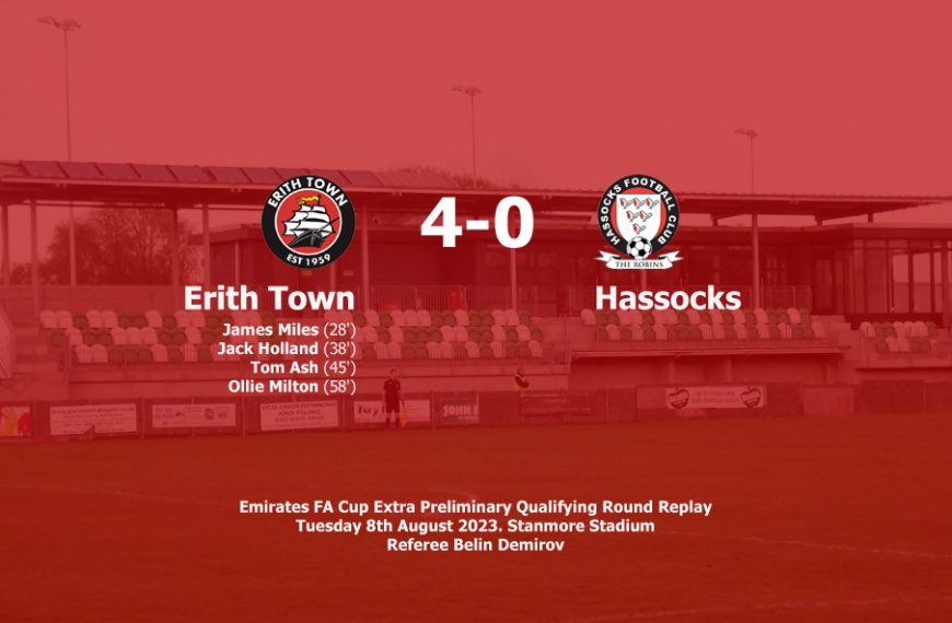 Hassocks exited the FA Cup in a 4-0 extra preliminary round replay defeat at Erith Town