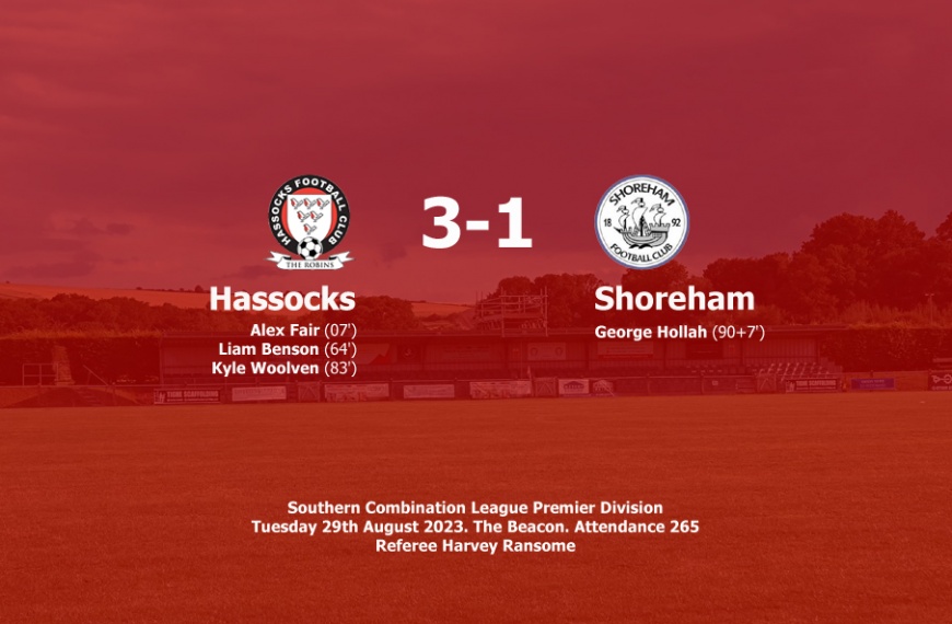 Hassocks moved three points clear at the top of the Premier Division with a 3-1 win over Shoreham