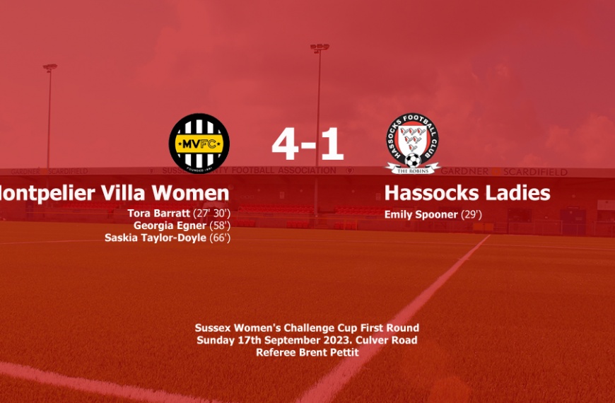 Hassocks Ladies exited the Sussex Women's Challenge Cup following a 4-1 defeat at Montpelier Villa
