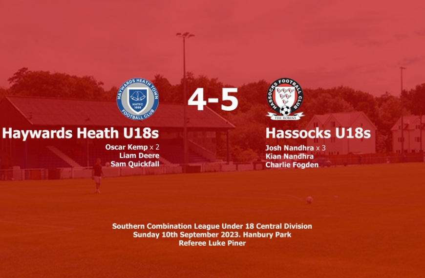 Hassocks Under 18s edged out Haywards Heath 5-4 in a nine goal thriller