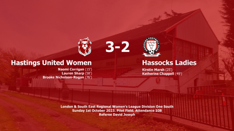 Report: Hastings United Women 3-2 Hassocks Ladies