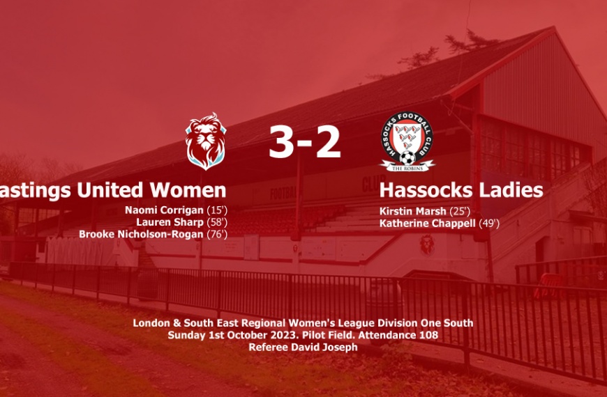 Hassocks Ladies were edged out 3-2 by Hastings United Women