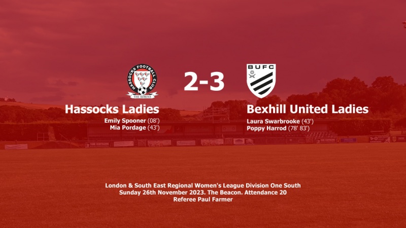 Report: Hassocks Ladies 2-3 Bexhill United Ladies