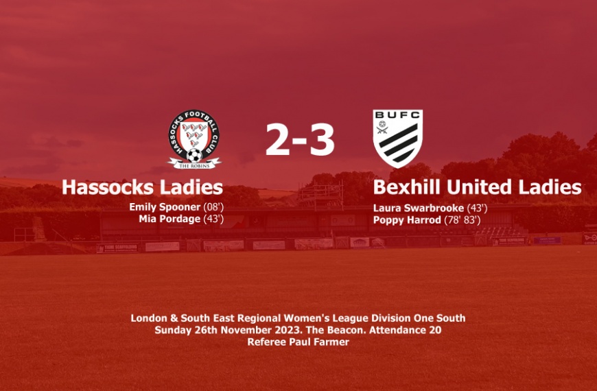 Hassocks Ladies saw a two goal lead slip as they lost 3-2 at home to Bexhill United