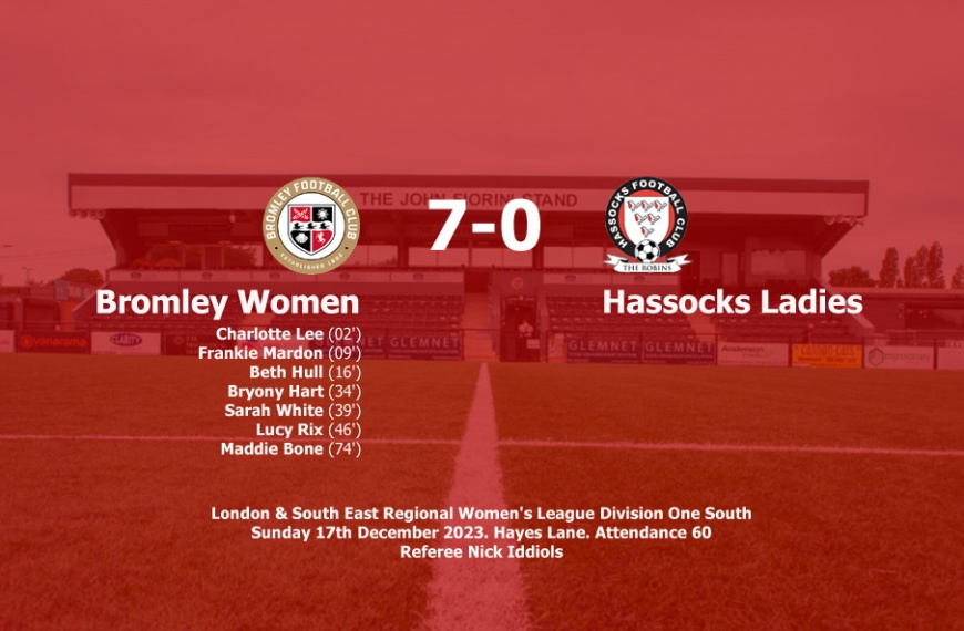 Hassocks Ladies were beaten 7-0 by Bromley Women at Hayes Lane