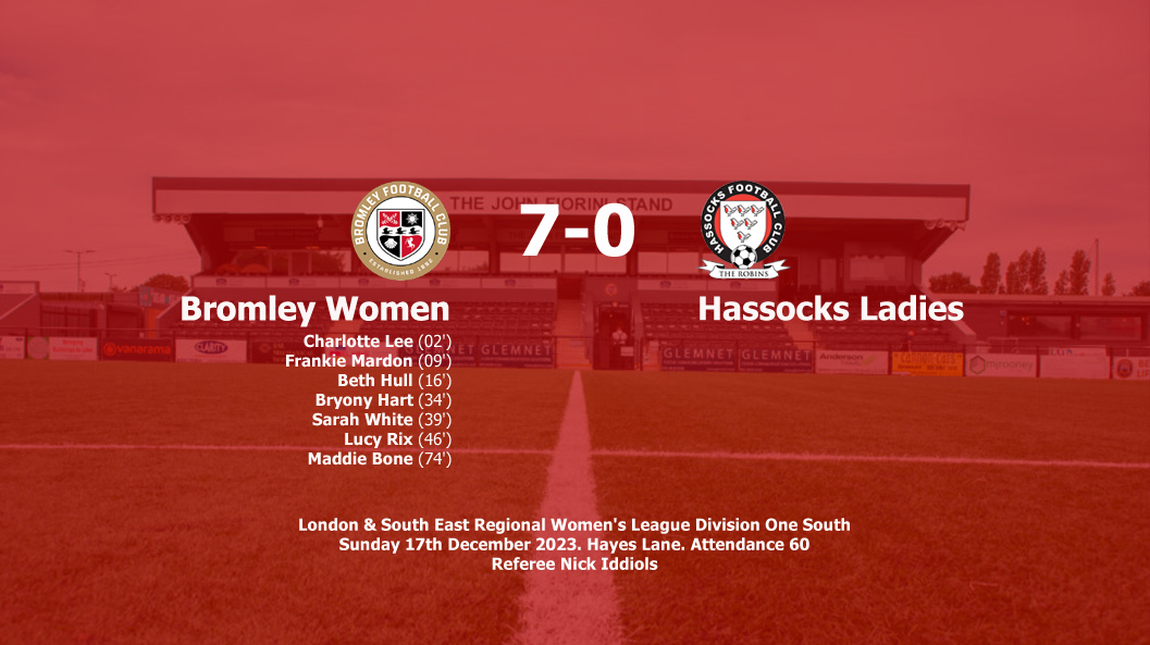 Report: Bromley Women 7-0 Hassocks Ladies