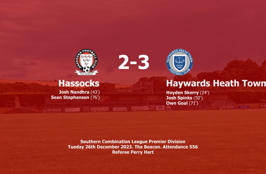 Haywards Heath Town won the Mid Sussex Boxing Day derby beating Hassocks 3-2