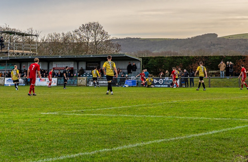 The Beacon Ground during the Boxing Day 2023 Mid Sussex Derby against Haywards Heath Town